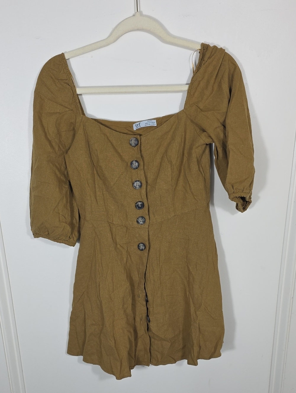 Zara TRF green linen blend mini dress
